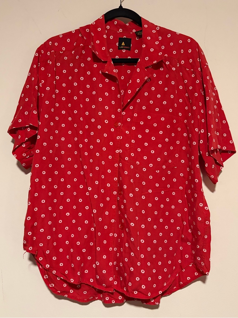 Vintage LizSport (Claiborne) Button Up Casual Blouse Red L